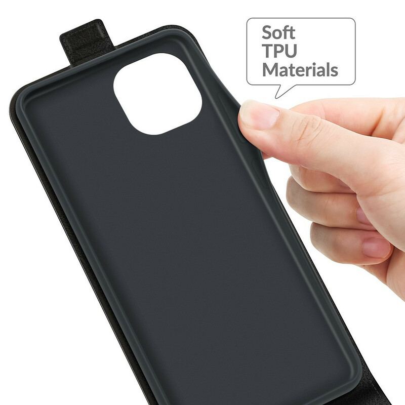 Capa Flip Para iPhone 13 Mini De Couro Efeito De Couro Com Aba Vertical