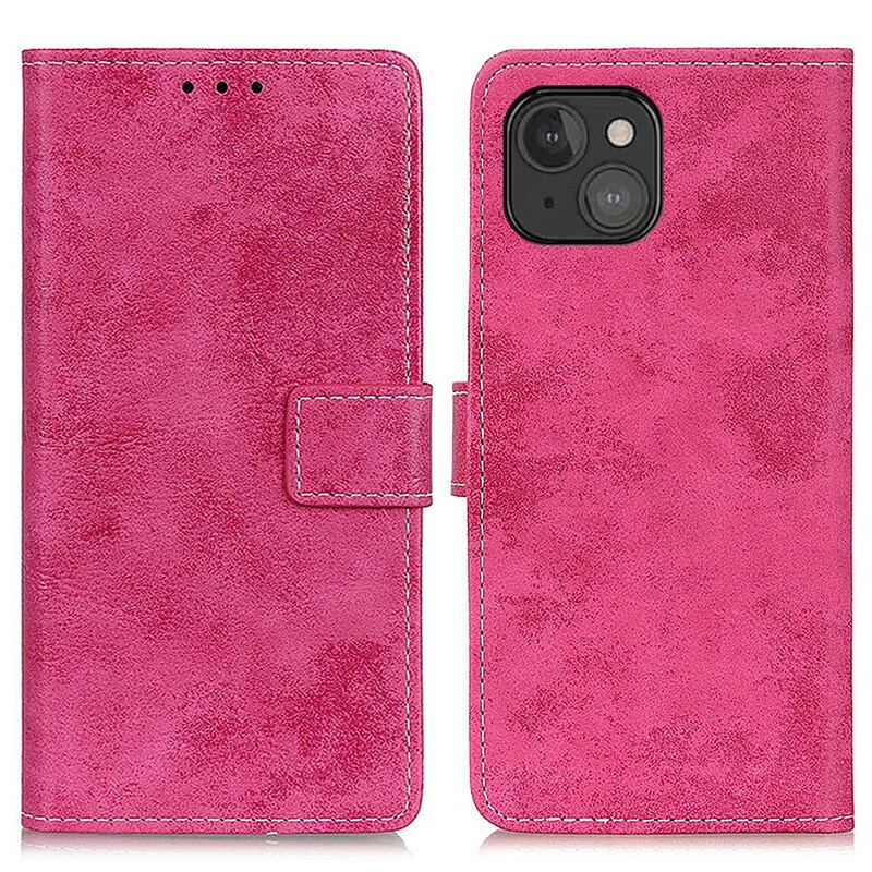 Capa Flip Para iPhone 13 Mini Efeito Couro Vintage