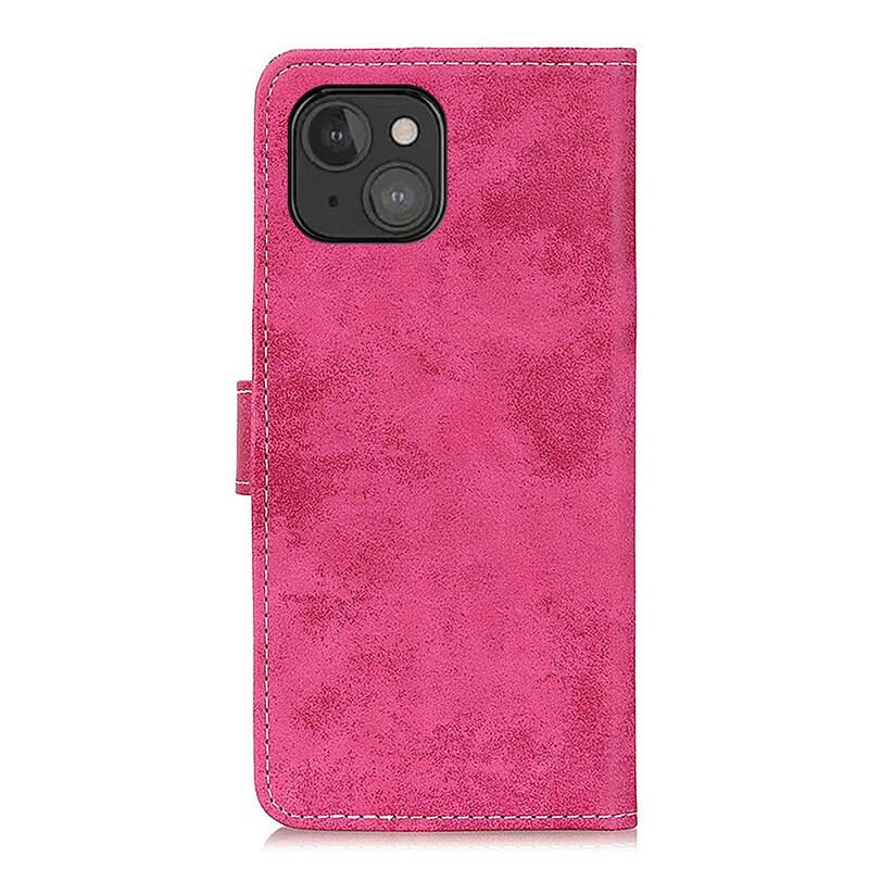 Capa Flip Para iPhone 13 Mini Efeito Couro Vintage