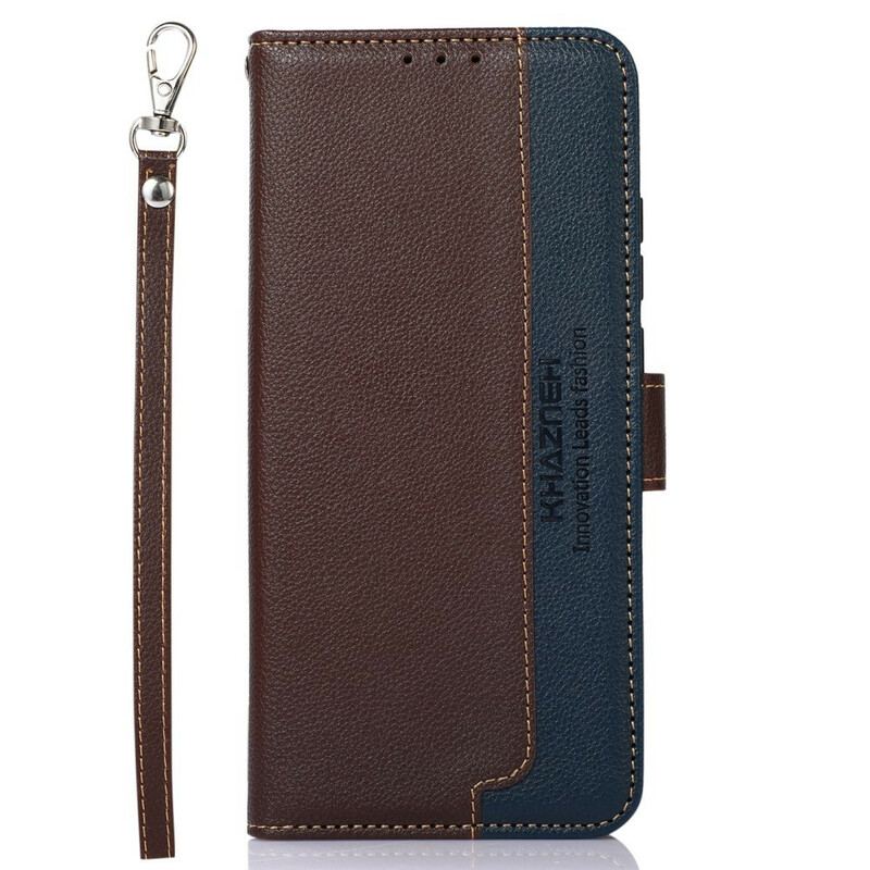 Capa Flip Para iPhone 13 Mini Estilo Lichia Rfid Khazneh