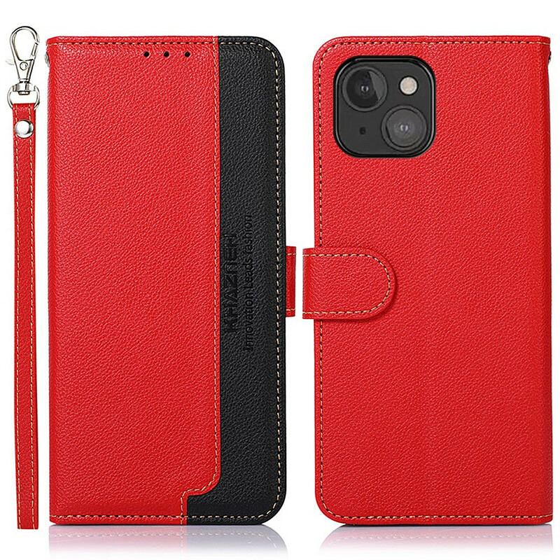 Capa Flip Para iPhone 13 Mini Estilo Lichia Rfid Khazneh