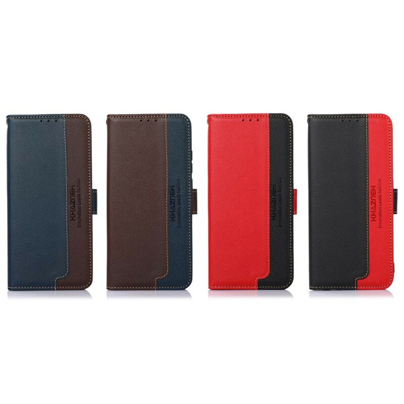 Capa Flip Para iPhone 13 Mini Estilo Lichia Rfid Khazneh