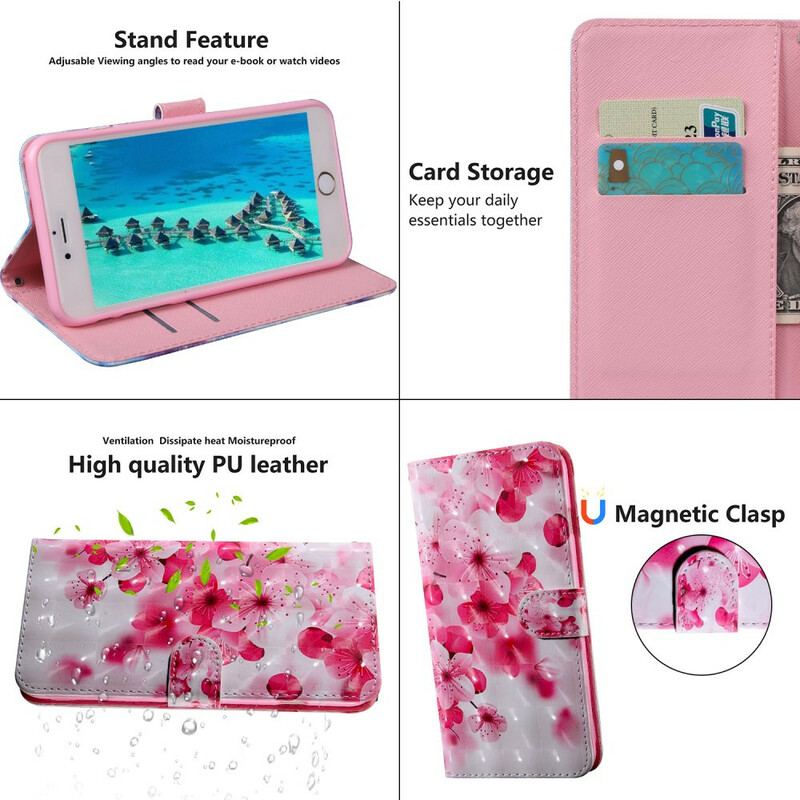 Capa Flip Para iPhone 13 Mini Flor De Flores De Ponto De Luz