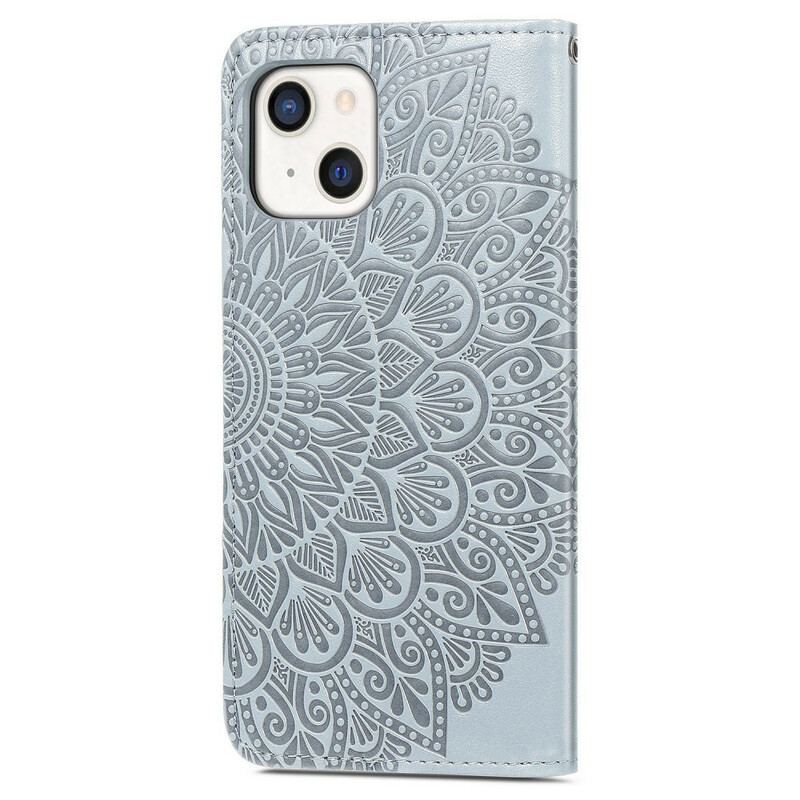 Capa Flip Para iPhone 13 Mini Folhas Tribais