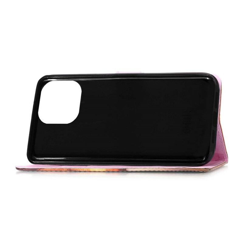 Capa Flip Para iPhone 13 Mini Galáxia Panda