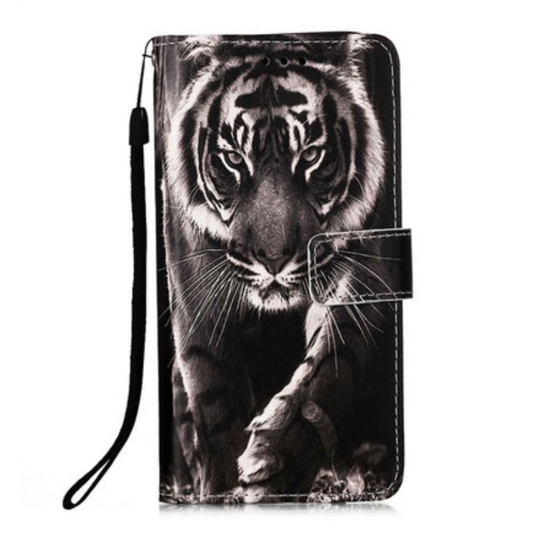 Capa Flip Para iPhone 13 Mini Tigre Da Noite