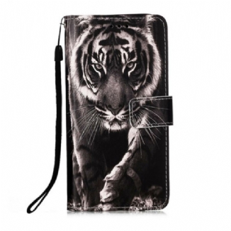 Capa Flip Para iPhone 13 Mini Tigre Da Noite