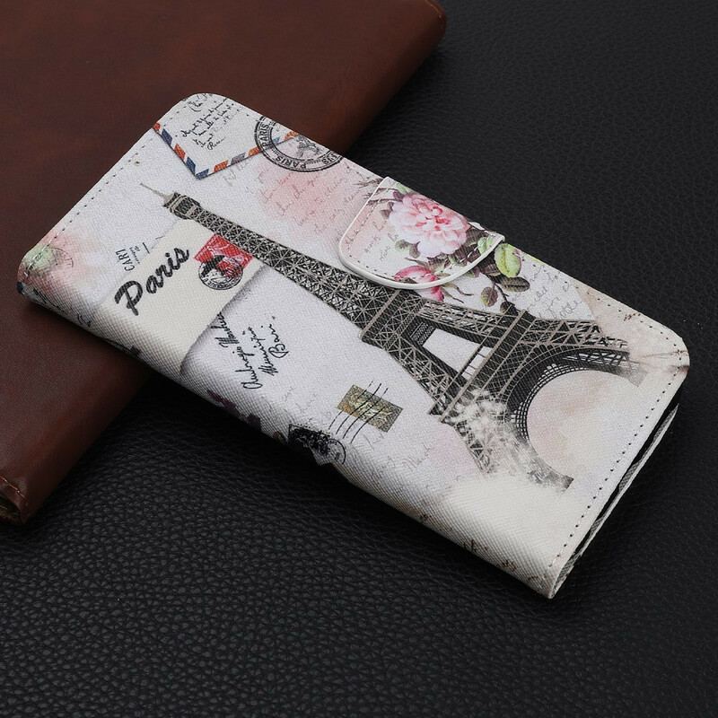 Capa Flip Para iPhone 13 Mini Torre Eiffel Retrô