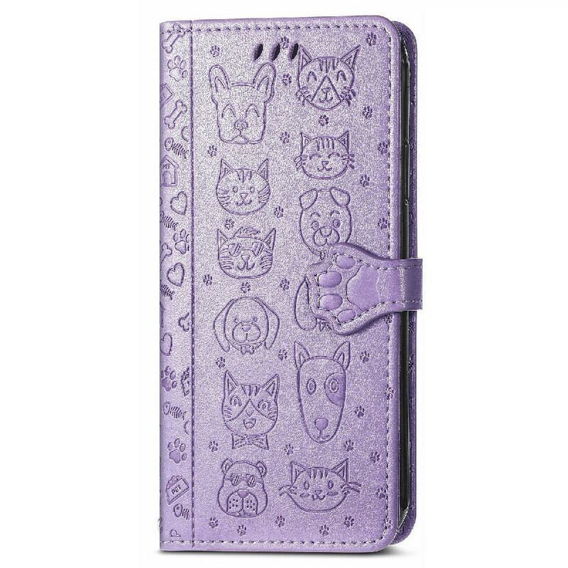 Capa Folio Para iPhone 13 Mini Animais Animados