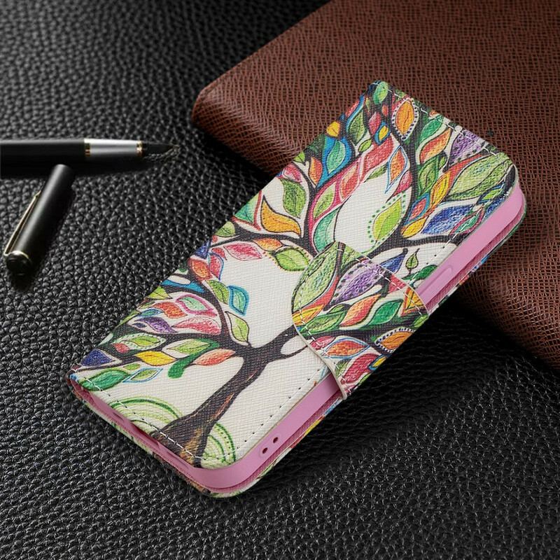 Capa Folio Para iPhone 13 Mini Árvore Colorida