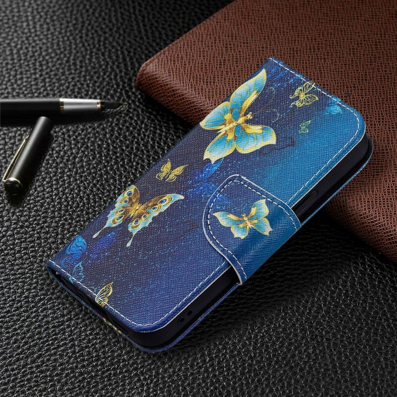 Capa Folio Para iPhone 13 Mini Borboletas Reis