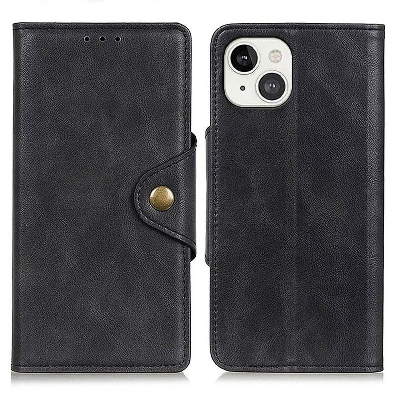 Capa Folio Para iPhone 13 Mini Botão De Couro Falso