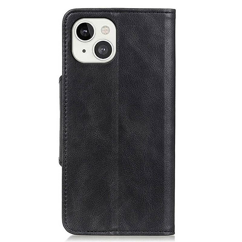 Capa Folio Para iPhone 13 Mini Botão De Couro Falso