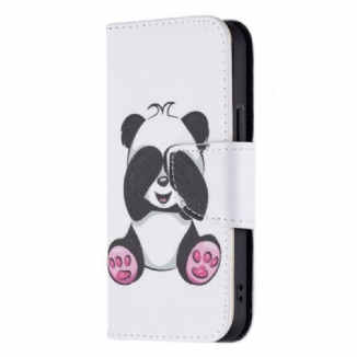 Capa Folio Para iPhone 13 Mini Panda Divertido