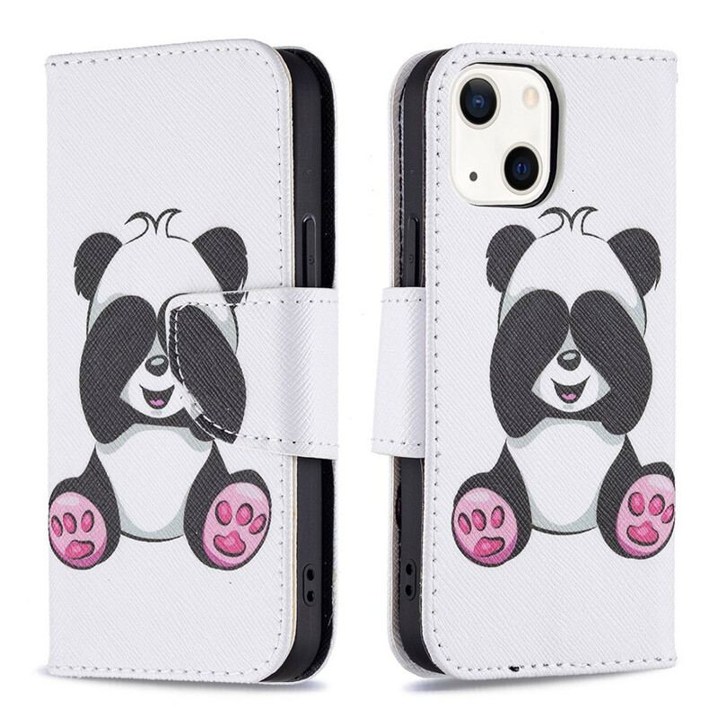 Capa Folio Para iPhone 13 Mini Panda Divertido