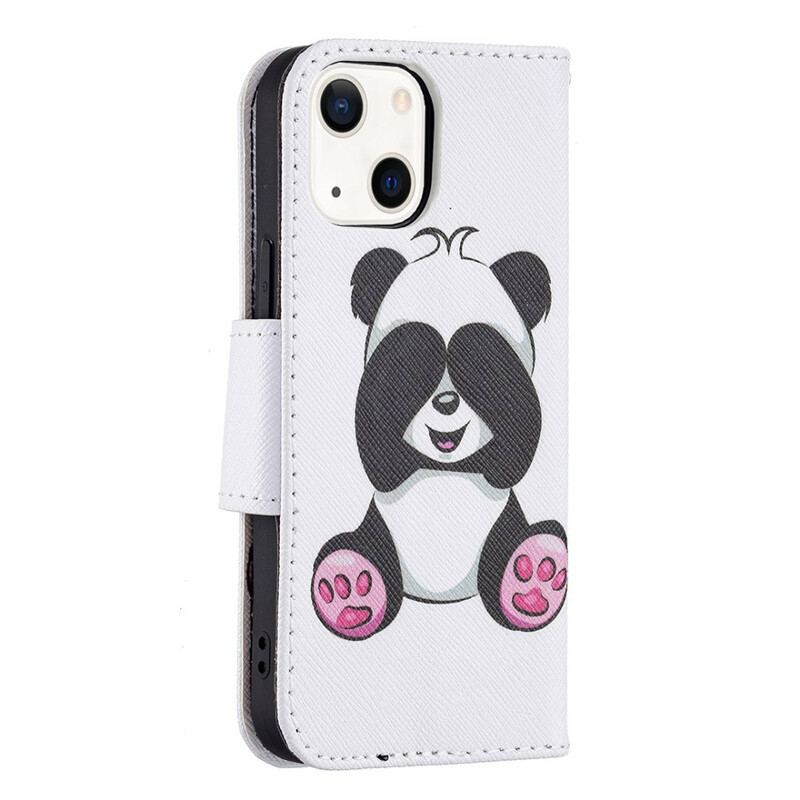 Capa Folio Para iPhone 13 Mini Panda Divertido