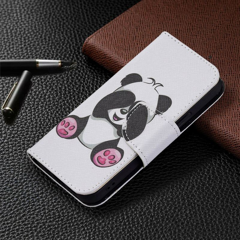 Capa Folio Para iPhone 13 Mini Panda Divertido