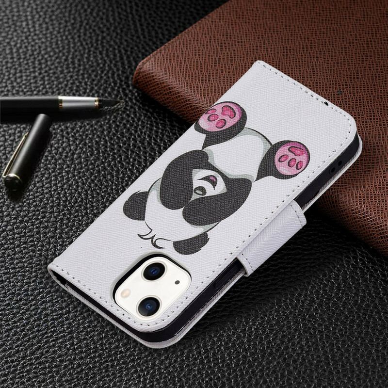 Capa Folio Para iPhone 13 Mini Panda Divertido