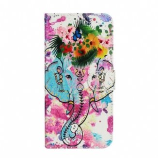 Capa Folio Para iPhone 13 Mini Pintura De Elefante