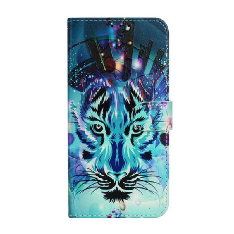 Capa Folio Para iPhone 13 Mini Tigre De Gelo