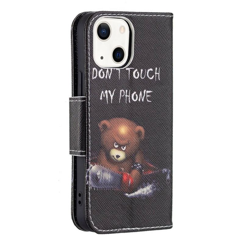 Capa Folio Para iPhone 13 Mini Urso Perigoso