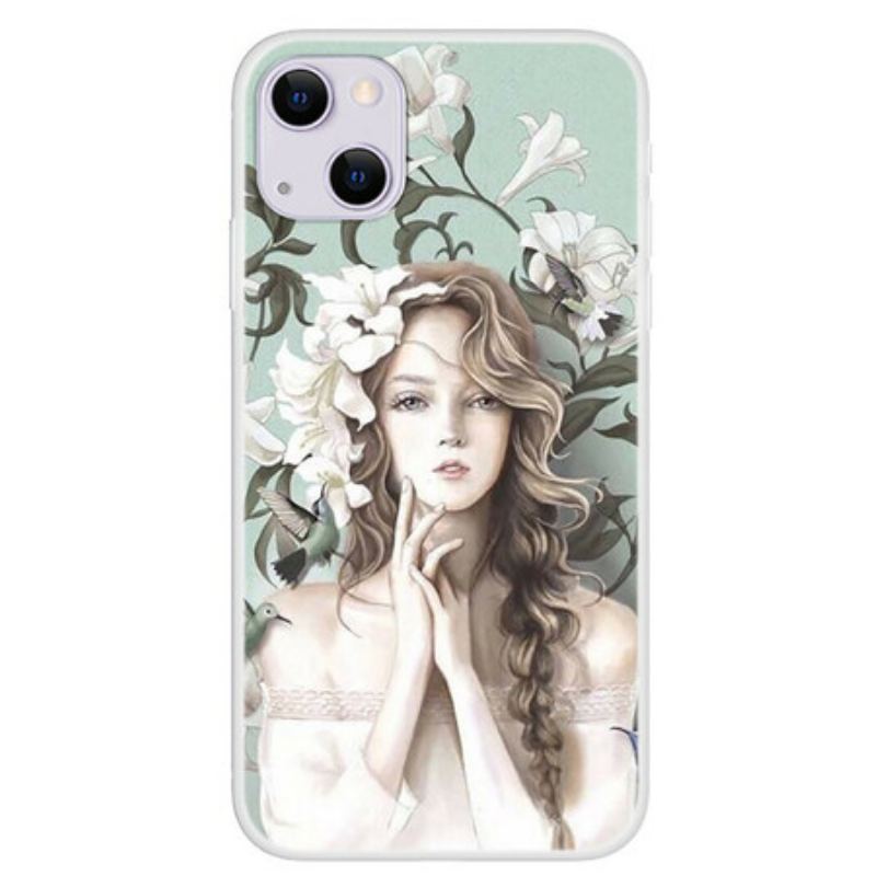 Capa Para iPhone 13 Mini A Mulher Flor