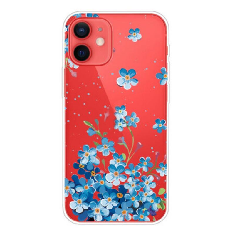 Capa Para iPhone 13 Mini Buquê De Flores Azuis