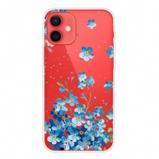 Capa Para iPhone 13 Mini Buquê De Flores Azuis