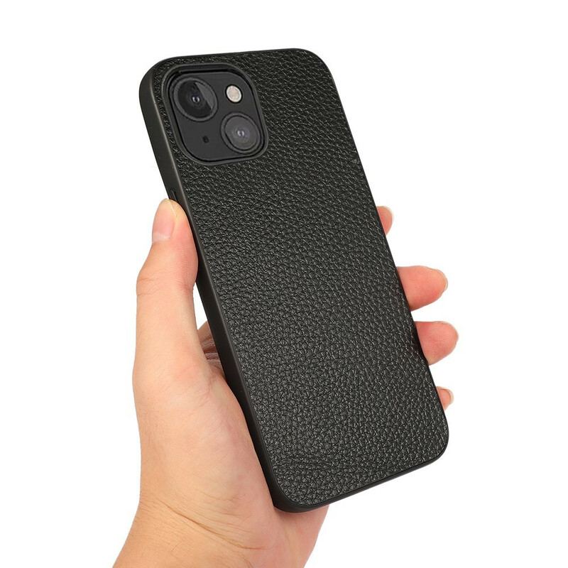 Capa Para iPhone 13 Mini Couro Lichia Genuíno