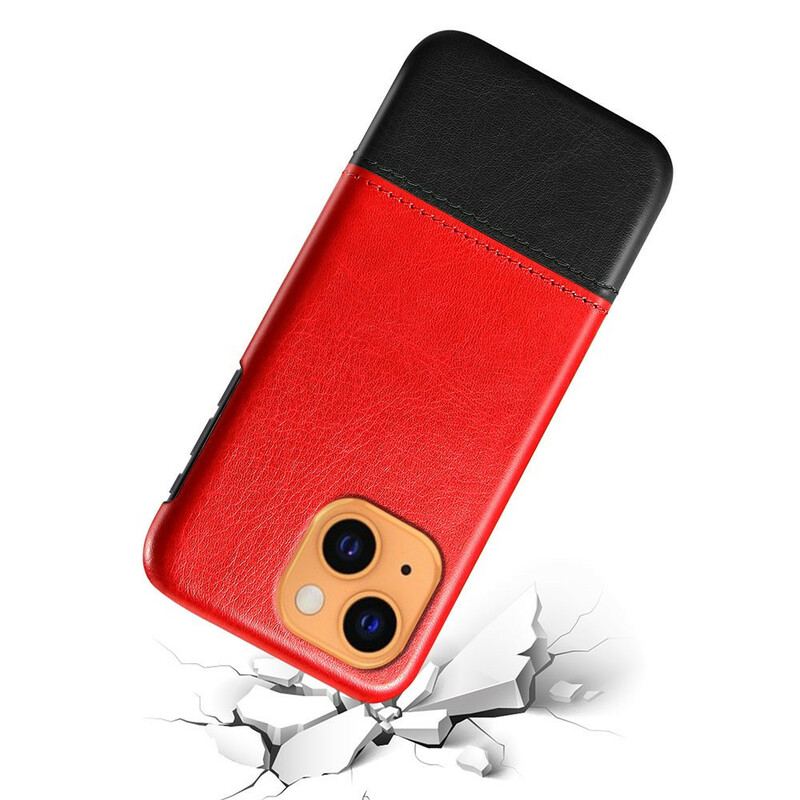 Capa Para iPhone 13 Mini Efeito De Couro De Dois Tons Ksq