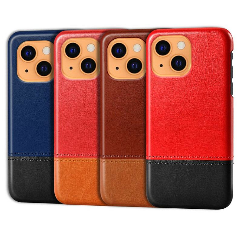 Capa Para iPhone 13 Mini Efeito De Couro De Dois Tons Ksq