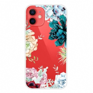 Capa Para iPhone 13 Mini Flores Em Aquarela