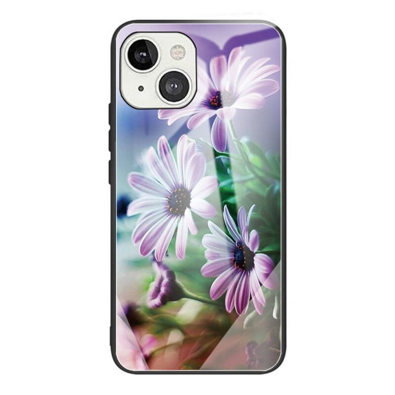 Capa Para iPhone 13 Mini Flores Realistas De Vidro Temperado