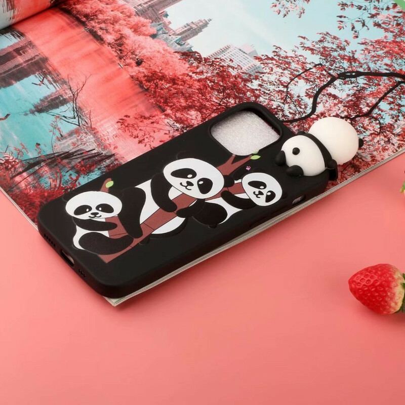 Capa Para iPhone 13 Mini Pandas 3d Em Bambu