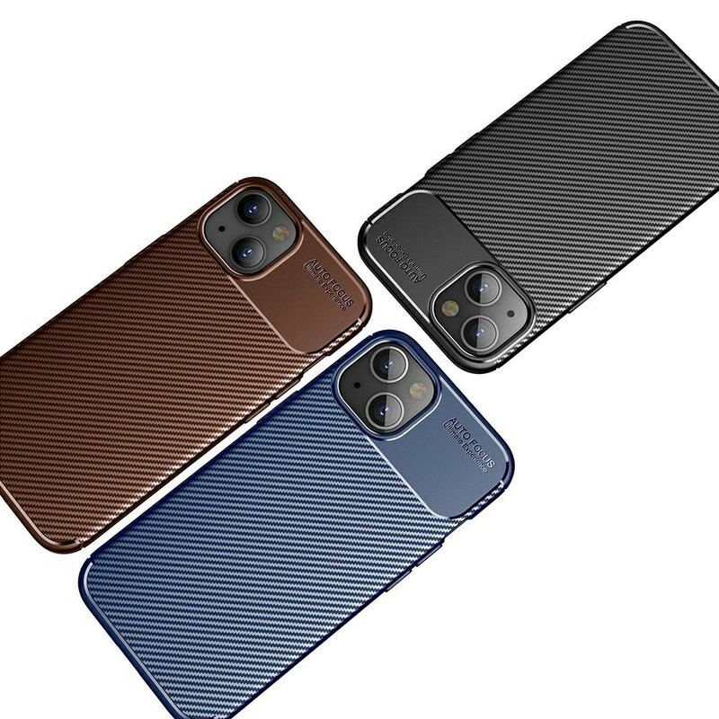 Capa Para iPhone 13 Mini Textura Flexível De Fibra De Carbono