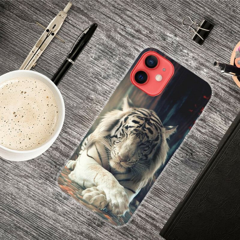 Capa Para iPhone 13 Mini Tigre Flexível