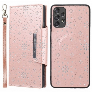 Capa De Celular Capa Em Pele Para Samsung Galaxy A33 5G Diamantes Destacáveis