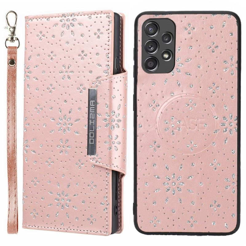 Capa De Celular Capa Em Pele Para Samsung Galaxy A33 5G Diamantes Destacáveis