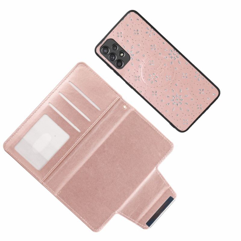 Capa De Celular Capa Em Pele Para Samsung Galaxy A33 5G Diamantes Destacáveis