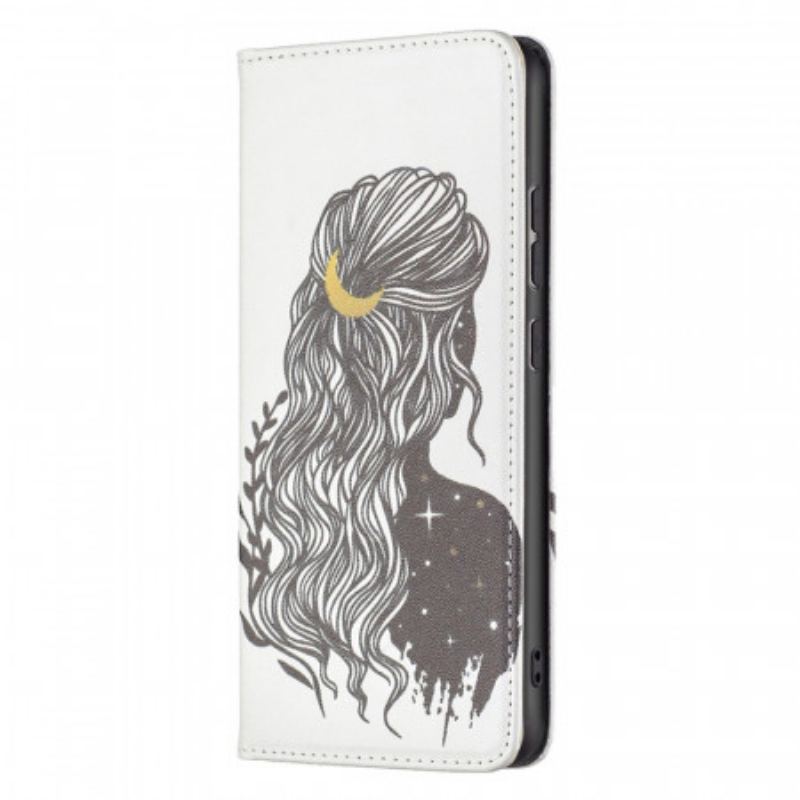 Capa De Celular Para Samsung Galaxy A33 5G Flip Cabelo Bonito