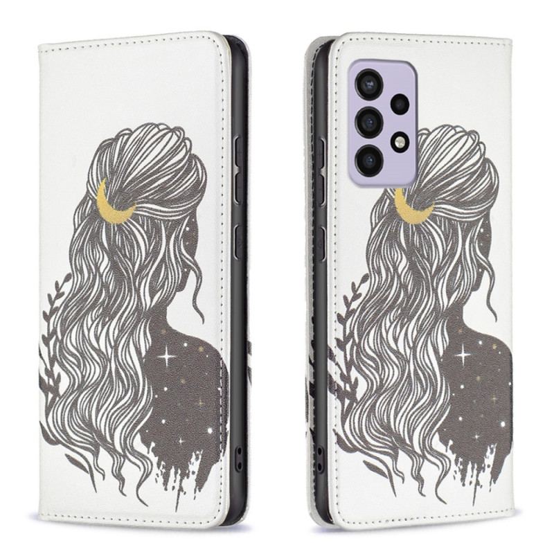 Capa De Celular Para Samsung Galaxy A33 5G Flip Cabelo Bonito