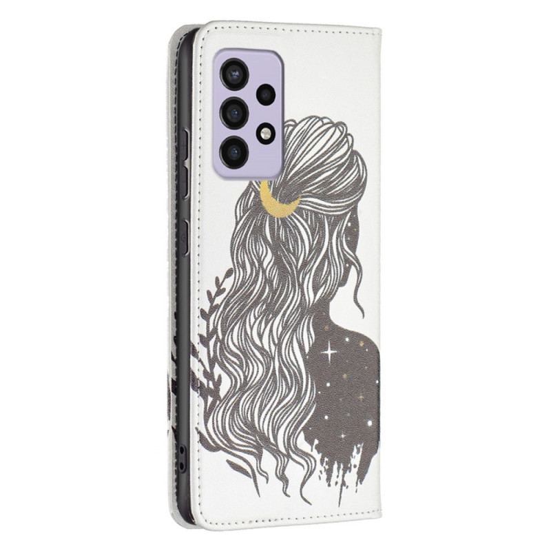 Capa De Celular Para Samsung Galaxy A33 5G Flip Cabelo Bonito