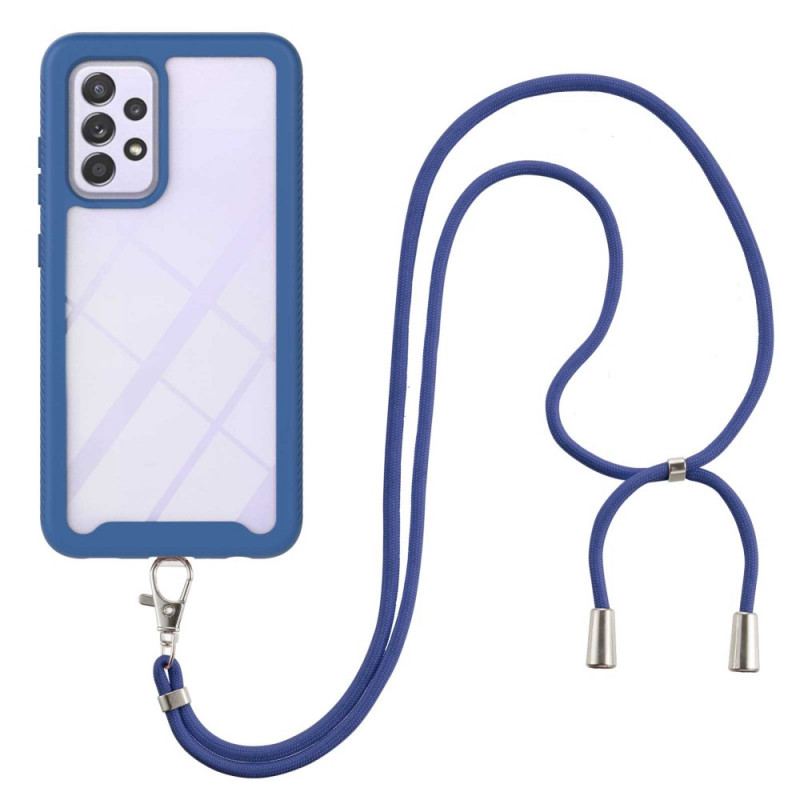 Capa De Celular Para Samsung Galaxy A33 5G Transparente Com Cordão Colorido