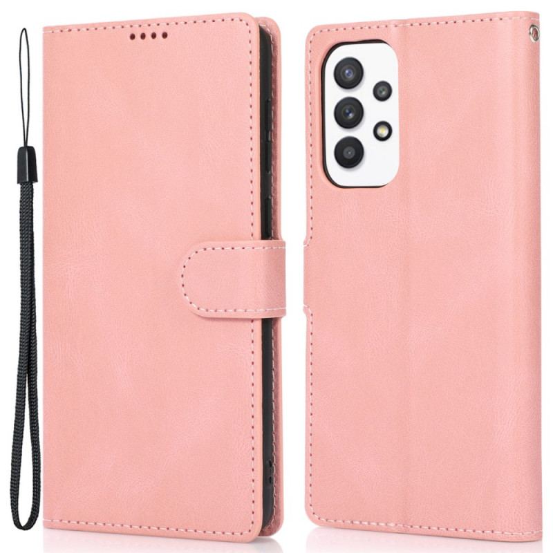 Capa De Couro Para Samsung Galaxy A33 5G De Cordão Estilo De Couro Vintage Com Tiras