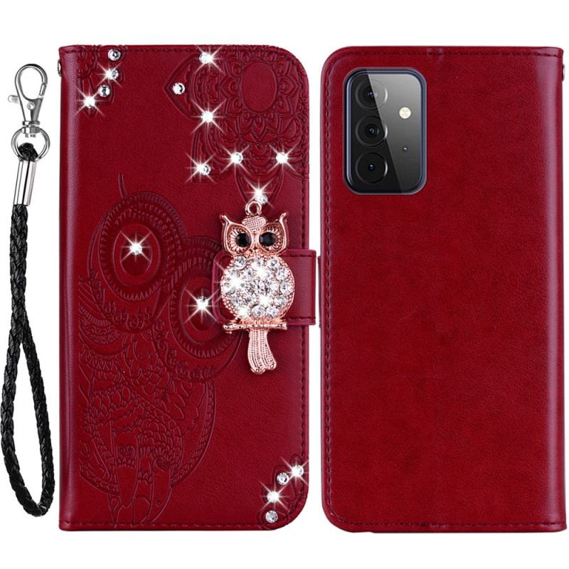 Capa De Couro Para Samsung Galaxy A33 5G Coruja Mandala E Charme