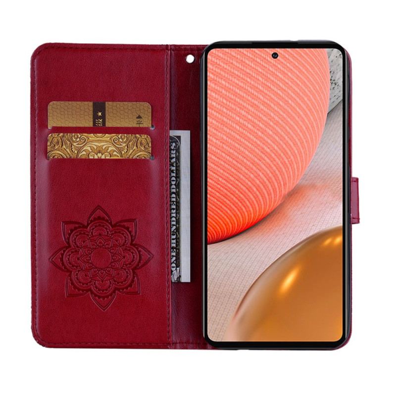 Capa De Couro Para Samsung Galaxy A33 5G Coruja Mandala E Charme