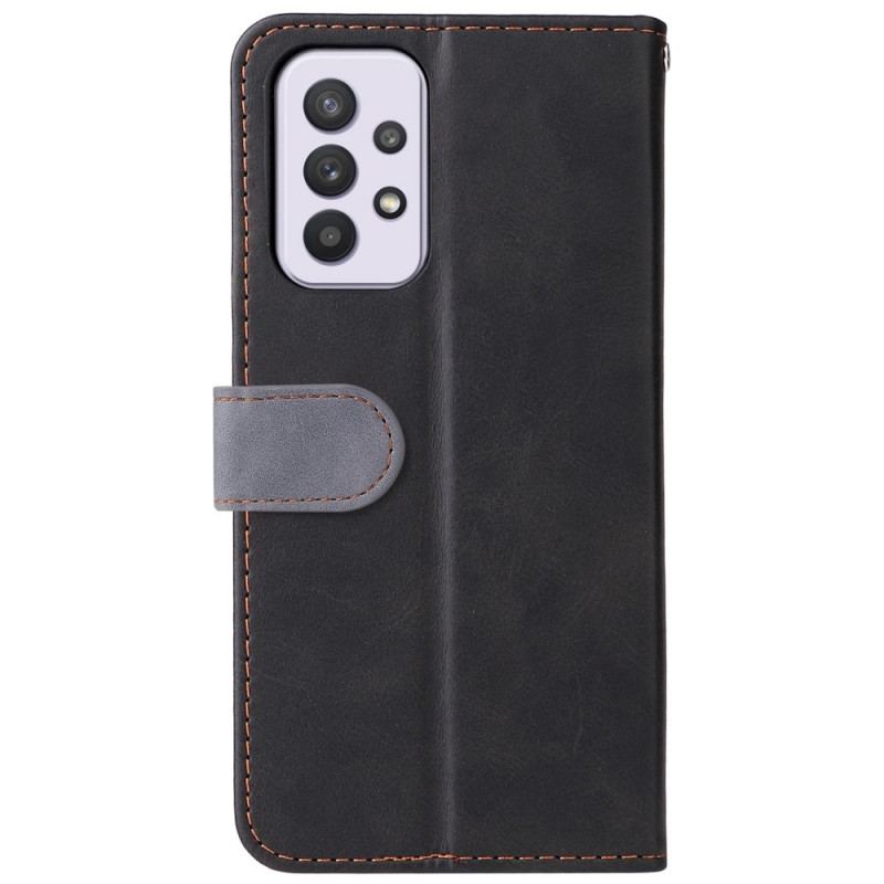 Capa De Couro Para Samsung Galaxy A33 5G Dois Tons