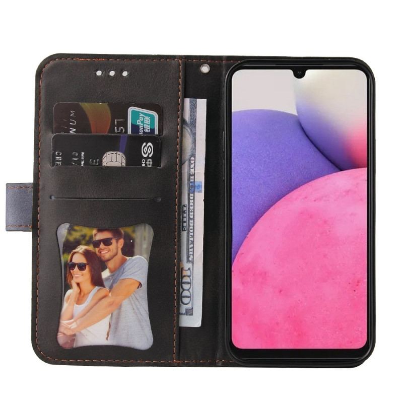 Capa De Couro Para Samsung Galaxy A33 5G Dois Tons