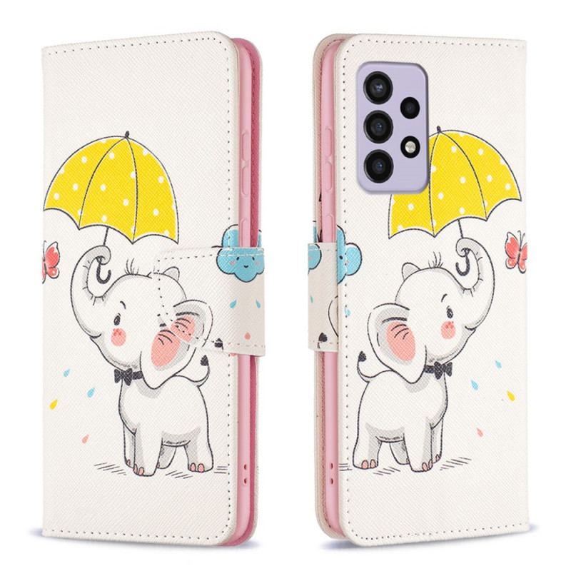 Capa De Couro Para Samsung Galaxy A33 5G Elefante Bébé