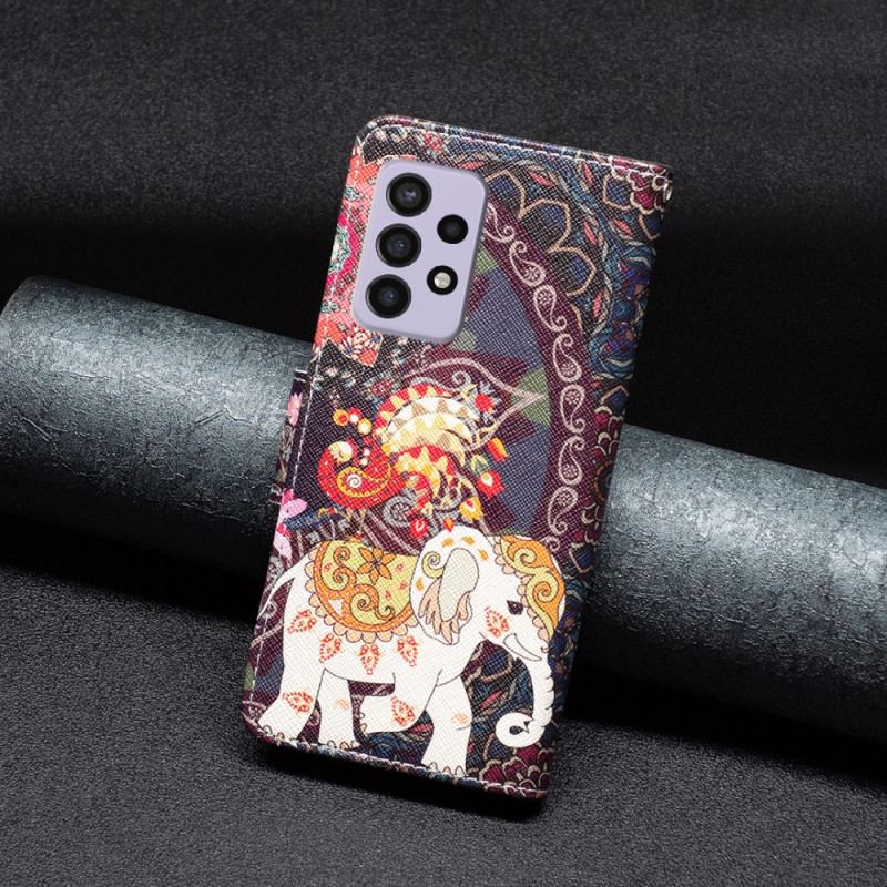 Capa De Couro Para Samsung Galaxy A33 5G Elefante Indiano